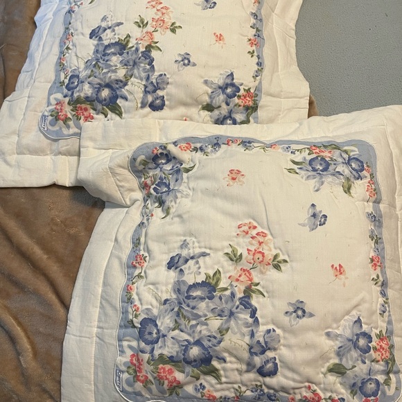 2 Vintage Floral Embroidered  Pillow Shams . 20” X 20” - Picture 7 of 10